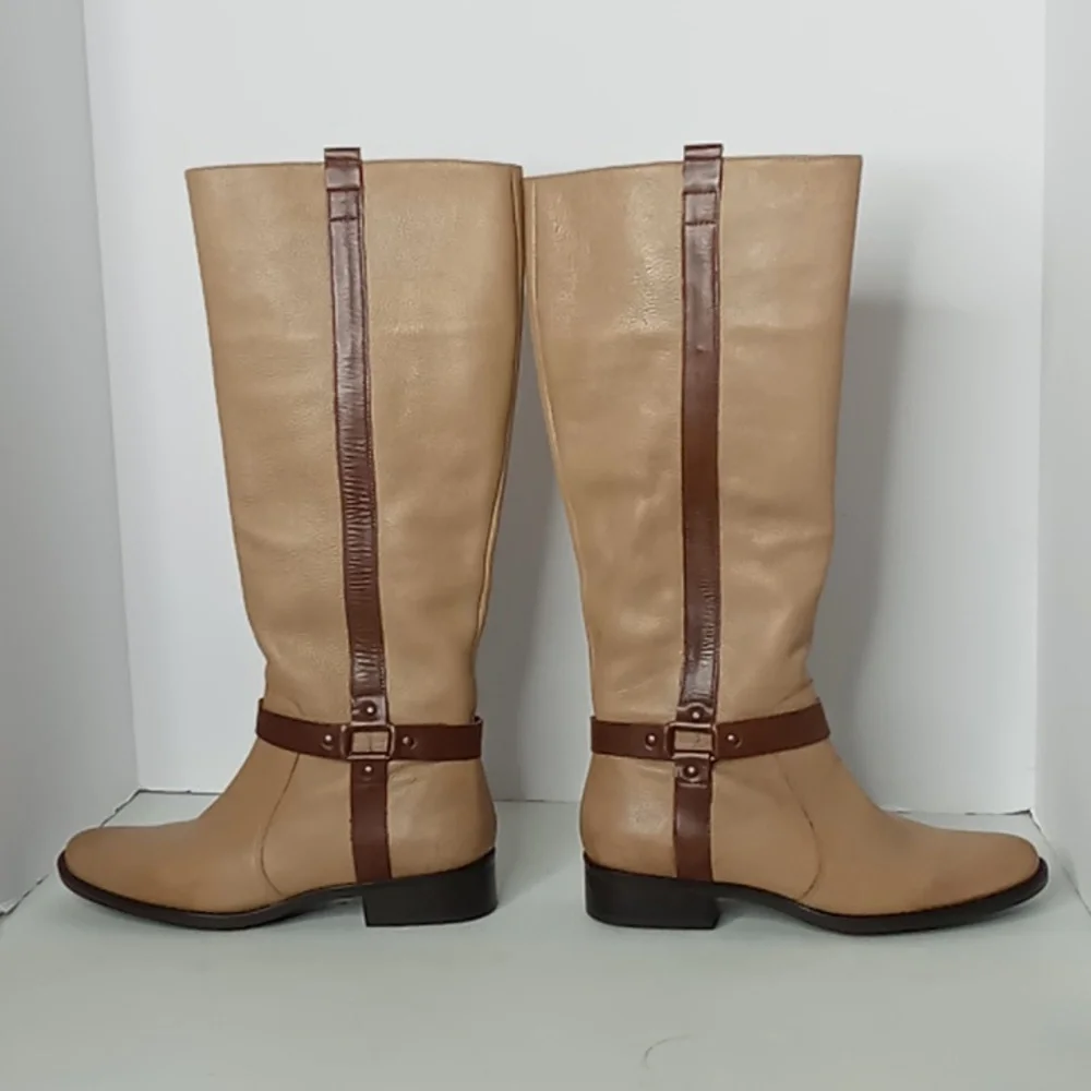 Matisse- Daniela -Leather Knee High Riding Boots --Taupe w/Brown Detailing 6.5